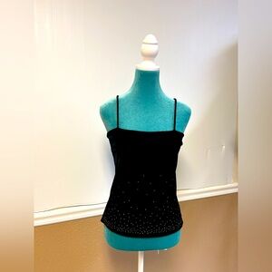 Y2K Black Velvet‎ Rhinestone Cami Top – Size S